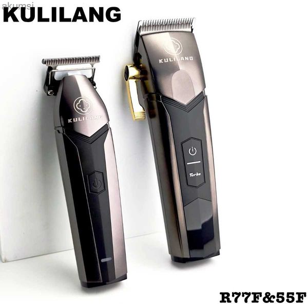 Tondeuses à cheveux KULILANG R77F professionnel électrique LCD affichage tondeuse à cheveux FADE + DLC enduit lame haute puissance 7200 tr/min qualité barbiers YQ240122