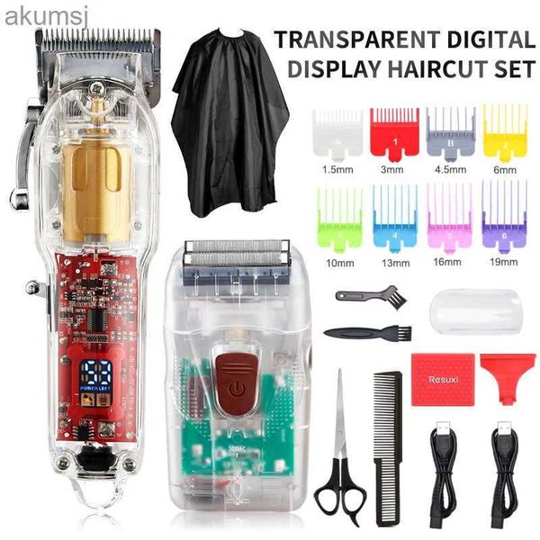 Tondeuses à cheveux Nouveau modèle Machine de coupe de cheveux rechargeable Tondeuses à cheveux Couvercle transparent Base blanche ou rouge 6500 tr/min YQ240122