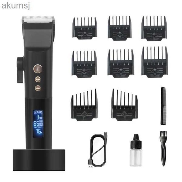 Tondeuses à cheveux Tondeuse à cheveux électrique professionnelle Rechargeable LED affichage numérique coupe coiffeur costume hommes Machine à raser peigne YQ240122