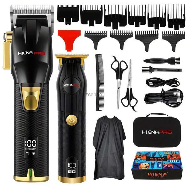 Tondeuse à cheveux professionnelle pour homme - Tondeuse à cheveux rechargeable avec affichage numérique LCD - Tondeuse électrique noire et dorée