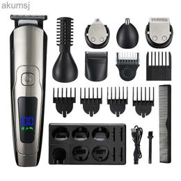 Máquina de cortar cabelo profissional multifuncional, máquina de cortar cabelo e barba masculina, kit de aliciamento elétrico yq240122