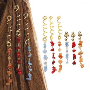 Haarspeldjes 1 Pc Kleurrijke Stenen Hanger Voor Vlechten Vrouwen Vintage Spiraal Haarspeld Blauw Rood Oranje Charms Sieraden Accessoires