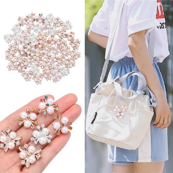 Coix de cheveux 10 / 20pcs Perle Flower Rignestone Boutons Femmes Sparkling Crystal épingles à cheveux Decoration Vêtements Couture chapeau diy accessoires artisanaux