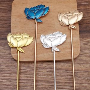 Haarspeldjes 10 stuks/set Lotusbloem Metalen eetstokje Pin Sticks Haarspeld Bruidshaarkleding Maken van oude kostuumaccessoires
