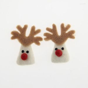 Haarclips 10stcs Handgemaakte wol vilt Kawaii Animal Dolls Craft Christmas Deer Patch Button Stickers Fit meisjes ornament sieraden diy