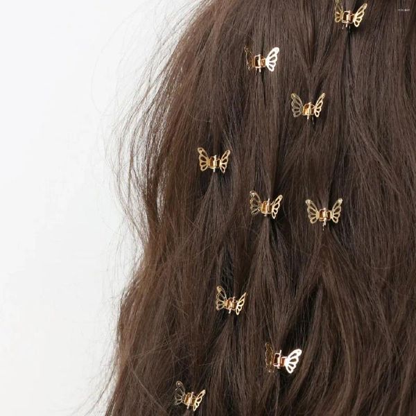 Clips de cheveux 10pcs Mini Hollow Out Butterfly Design Sweet Clip Retro Bangs Décoration fixe Traitement pour les femmes et les filles