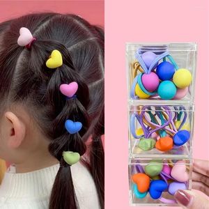 Pinces à cheveux 10 pièces/ensemble filles douces mignon boule colorée coeur chouchou enfants support bande élastique accessoires de mode