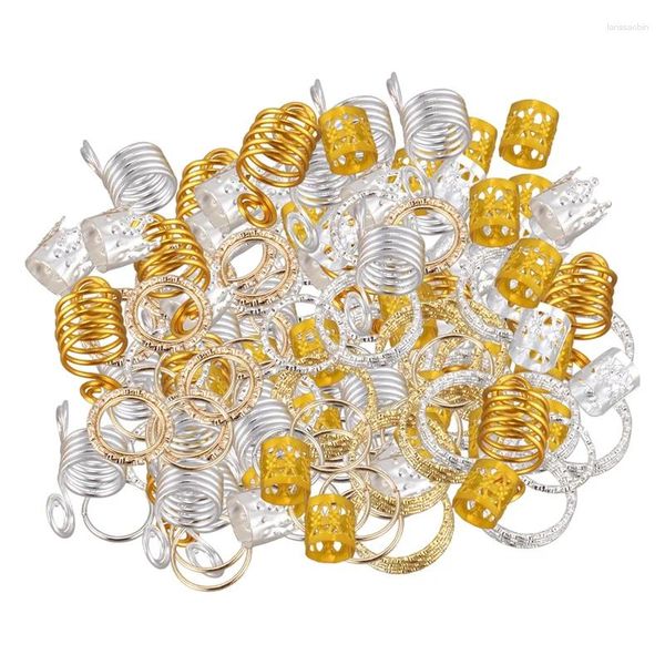 Coix de cheveux 160pcs métal tubes de bagues africaines Charmes Bijoux Braid Dreadlock décorations