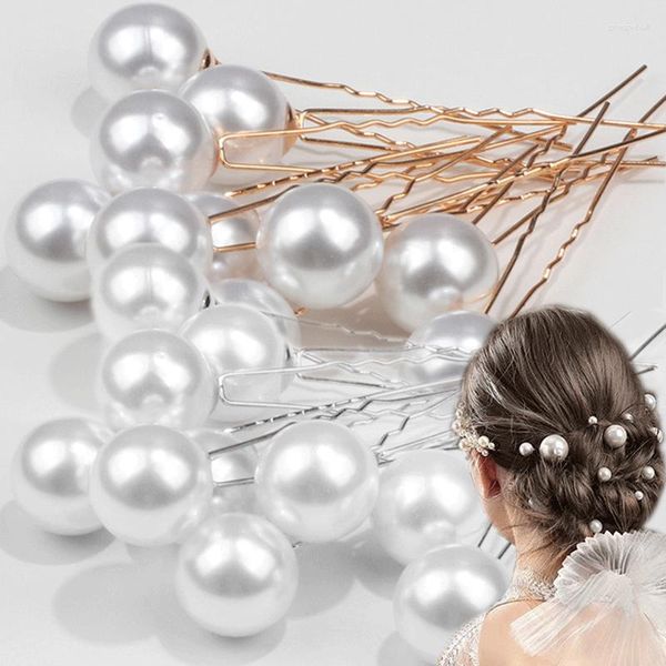 Pinces à cheveux 16 pièces femmes en forme de U épingle en métal Barrette pince épingles à cheveux simulé perle accessoires de mariée mariage coiffure outils de conception