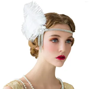 Haarspeldjes 1920's Gatsby Hoofddeksel Vrouwen Meisjes Zwarte Hoofdband Strass Pailletten Vintage Feest Kralen Flapper Feather