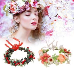 Clips de cheveux 1pc Boho Style Wreath Tiara Flower Waths Artificial Floral Bandband avec des accessoires de ruban élégant