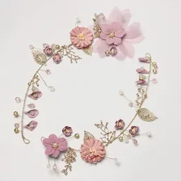 Clips de cheveux 1pc Headwear Perle Band Beautiful Purple Flower Tiara Headpiece Crown Romantic Wedding Women Jewelry Accessoires