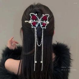 Pinces à cheveux 1 pièce, épingle à cheveux avec pompon papillon pour femme, rétro élégant, boucle avec un mot, accessoires pour couvre-chef, accessoires d'été