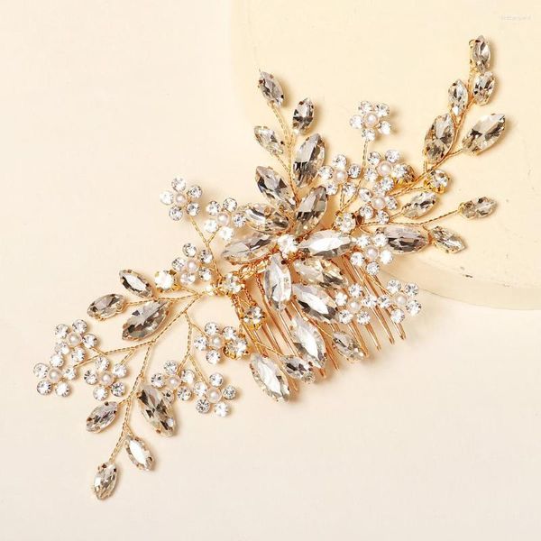 Pinces à cheveux dorées avec strass, 1 pièce, accessoires professionnels pour femmes, bijoux de mariée, vente en gros