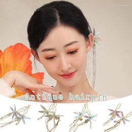 Pinces à cheveux pour femmes, 1 pièce, bâtons de fleurs traditionnels chinois Vintage, accessoires Hanfu, épingles à cheveux florales libellule, bandeau rétro