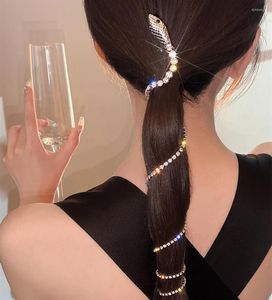 Clips de cheveux 1pcs Rhingestone Snake Band for Women Long Tassel Crystal Bandband Accessoires Bijoux de mariage