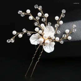 Clips de cabello 1 PPCS Sliver Crystal Pearl Flower Pin Bride Boda Aolly Accesorios Jewerly Headwear