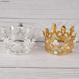 Clips de cheveux 1x élégant or argent couleur mini couronne princesse topper cristal perle Tiara Saint-Valentin Gift en gros