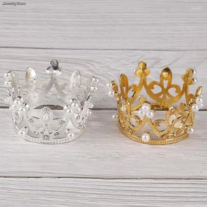 Haarclips 1x Elegant Gold Silver Color Mini Crown Princess Topper Crystal Pearl Tiara Valentijnsdag Gift Groothandel
