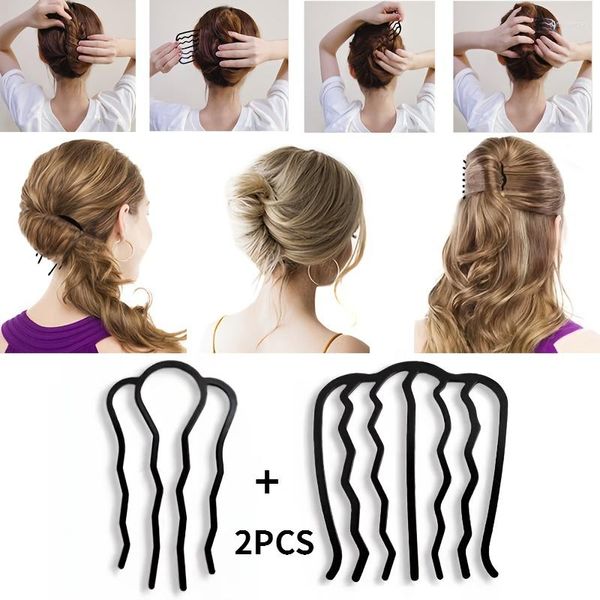 Pinzas para el cabello 2/3 unids/set, peine de horquilla, horquilla trenzada, pinza rizada, herramienta de estilismo para mujer, accesorios de palos