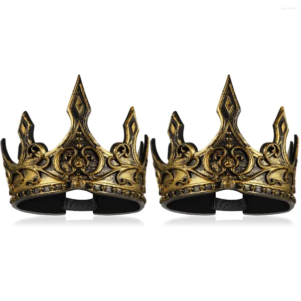 Clips de cheveux 2 PCS COSPlay Crown Vintage King Accessories Prom pour hommes couronnes Halloween