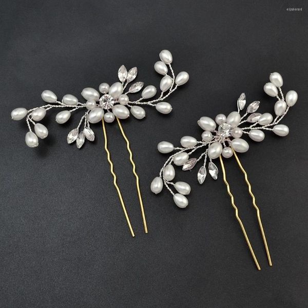 Pinzas para el cabello 2 unids/set perlas tejidas a mano flor accesorios nupciales horquilla moda elegante joyería de boda