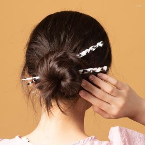 Pinces à cheveux pour femmes, 2 pièces, épingle à cheveux à une ligne, Style ancien, ornement de coiffure Hanfu en acétate, épingles à cheveux modernes simples