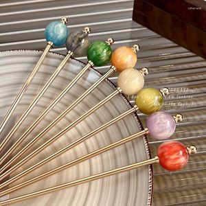 Pinces à cheveux 2023 Style chinois couleur bonbon boule ronde pendentif en épingle à cheveux en métal pour femmes filles mode personnalité Clip accessoires