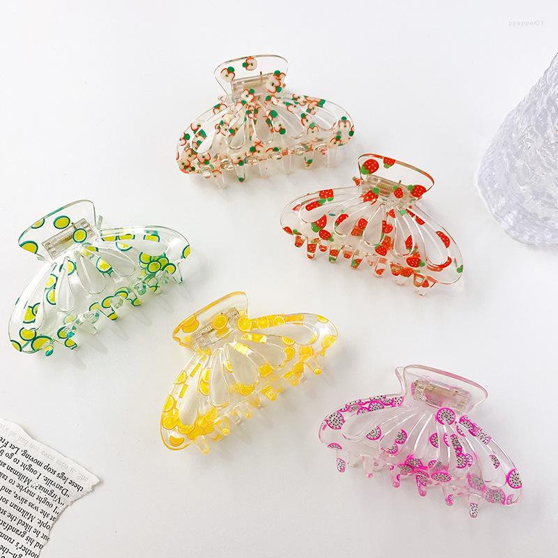 Hair Clips 2023 Fashion Geometry Fruit Series Hairpins Accessories Butterfly Acrylic Large Crab Claw For Women Girls Gift