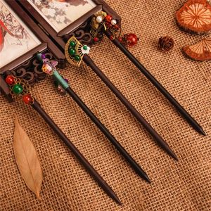 Haarspeldjes 2023 Handgemaakte Luxe Bloem Haarspelden Stokken Vintage Houten Chinese Stok Pins Voor Vrouwen Ornamenten Hoofd Sieraden