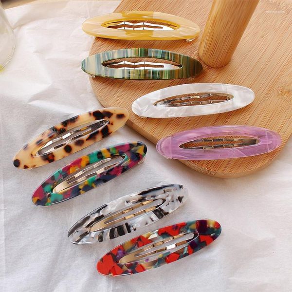 Pinces à cheveux 2023 coréen imprimé léopard acide acétique résine acrylique longues épingles à cheveux ovales Barrettes pour femmes accessoires Vintage