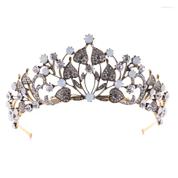 Clips para el cabello 2023 mujeres princesa corona diadema cristal Rhinestone hoja Tiara y coronas banda joyería accesorios nupciales boda