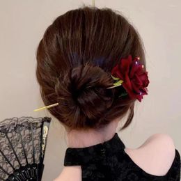 Haarclips 2024 Rose Flower Hairpin Chinese stijl Simple Sticks Diy Hairstyle sieraden voor vrouwen Girls Trendy Dish Accessorie