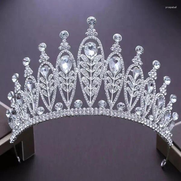 Clips para el cabello 2024 Vintage Barroco Corona de boda Tiaras nupciales Círculo completo Diadema Cristal Rhinestone Pageant Joyería Fiesta Adornos para la cabeza