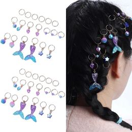 Clips de cheveux 22pcs Couptes de sirène mignonnes Clip pendentif pour femmes Braid charmes perles dreadlock perles bijoux filles style bricolage coiffeur