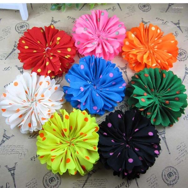 Pinces à cheveux fluorescentes, 24 pièces/lot, points Ploka, tissu à fleurs en soie, accessoires pour enfants, accessoires pour vêtements