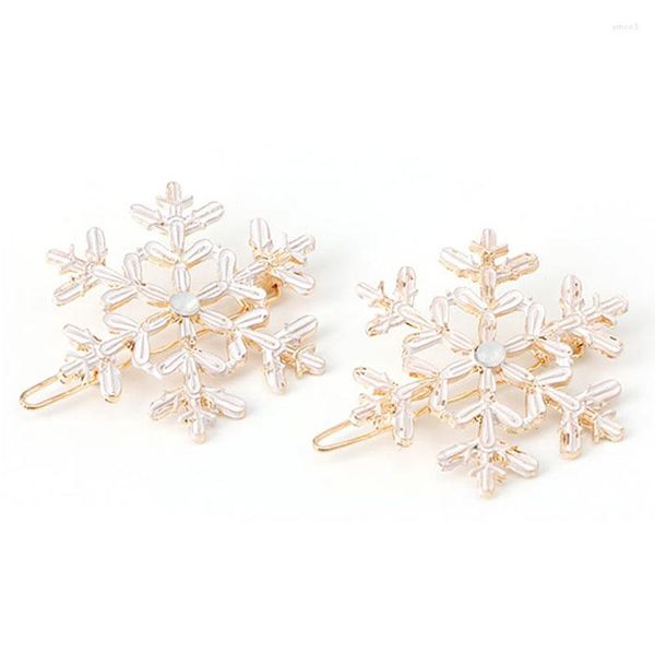 Pinzas para el cabello, 2 piezas, horquillas con pasador de diamantes de imitación de cristal para mujer, copo de nieve, C1FE