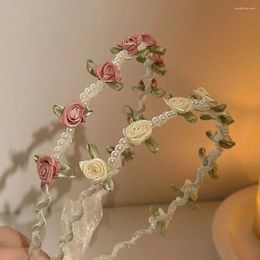 Clips de cabello 2pcs chicas elegantes boda guirnalda tocada corona de flores imitada tocado de perlas diadema de novia