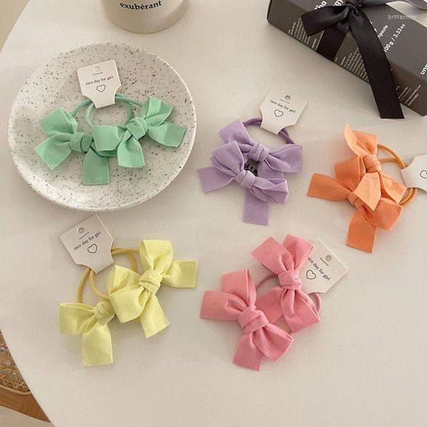 Pinzas para el cabello 2 unids/set Japón Corea 2023 INS niñas bandas Color caramelo Bowknot Bunches anillo para niños accesorios de moda