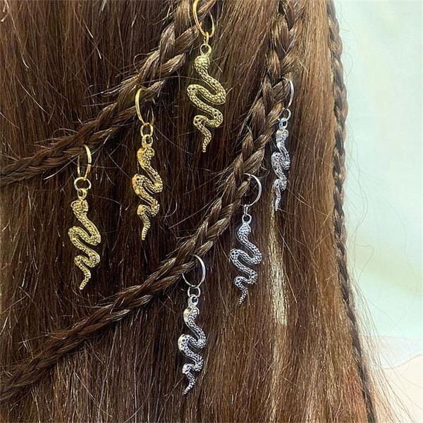 Pinzas para el cabello 3-6 unids/set Vintage colgantes de serpiente horquillas para mujeres niñas anillo Retro encanto trenzas africanas accesorios de joyería