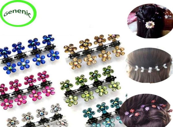 Clips de cabello 30f 12 Pcset Baby Kid Kid Crystal Flower Mini Barrettes Claw Clamp Accessories8156856