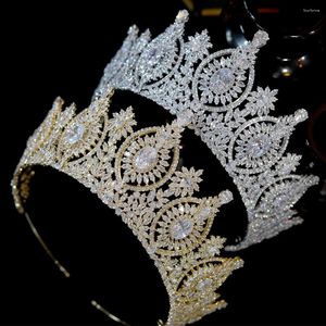 Haarspeldjes 3A Zilver En Goud Kleuren Grote Kronen Voor Vrouwen Volledige Zirconia Bruids Tiara Bruiloft Hoofddeksels Sieraden Accessoires