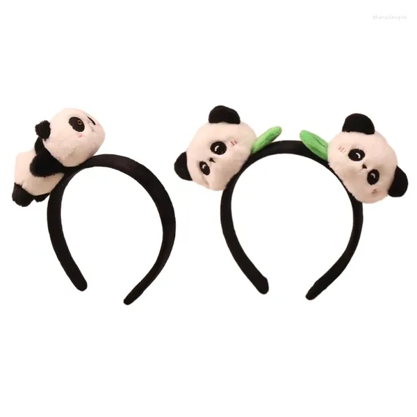 Pinzas para el pelo, diadema de Panda de felpa 3D para mujeres y niñas, accesorios, tocado de maquillaje