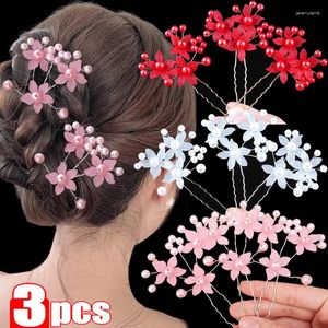 Haarspeldjes 3PC Trendy Tiara Bruiloft Kam Bruids Haarspelden Clip Parel Strass Bloem Hoofd Sieraden Vrouwen Accessoires