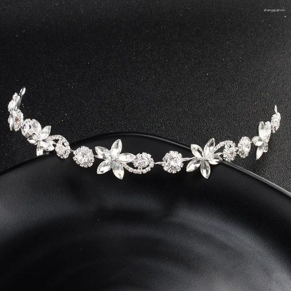 Pinces à cheveux 3 pièces, perles acryliques brillantes, bandeaux en strass pour dames, accessoires de bande de cristal, vente en gros de mariage