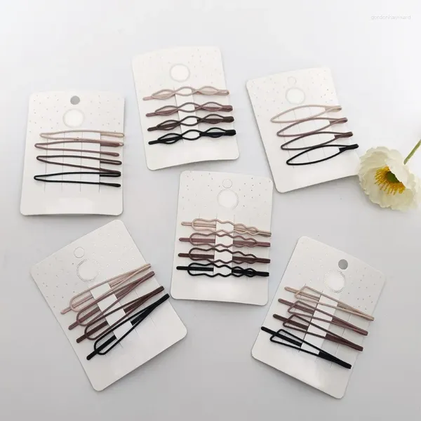 Clips de cheveux 4 PCS Couleur métallique 7 cm Headwear Couffe-coiffe accessoires de café givré gradient géométrique motif côté pince irrégulier