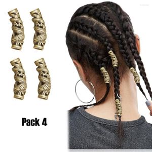 Pinces à cheveux 4x Norse Viking Dragon Barbe Perle Rasta Dreadlocks Tresse Manchette Robe Clip Pin Accessoires Cadeau De Noël Bandeau Coiffe