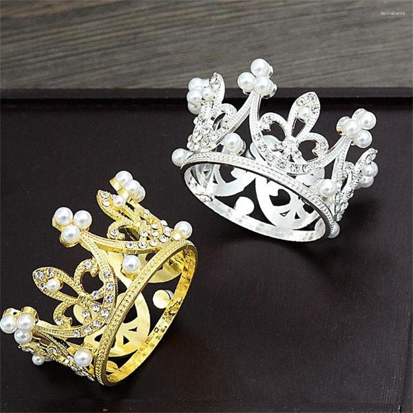 Pinces à cheveux 4x5cm perle cristal Mini couronne enfants gâteau cuisson décoration accessoires fête d'anniversaire alliage chapeaux bijoux cadeau