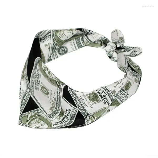 Clips de cheveux 50jb Unisexe Cotton Square Bandana 3d Dollar Money Imprimerie numérique Mandkinchief Motorcycle de bande