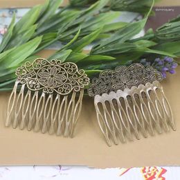 Pinces à cheveux 55x60mm, peigne latéral à 10 dents, filigrane Floral, Barrette vierge en laiton, accessoires de couvre-chef à faire soi-même, Barrettes de réglage de Base